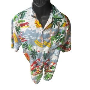 WAIKIKI CREATIIONS mens Surfing SANTA XMAS HAWAIIAN SHIRT xxl (af10)